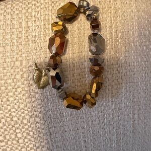 Gold and Silver Milagro Heart Beaded Bracelet